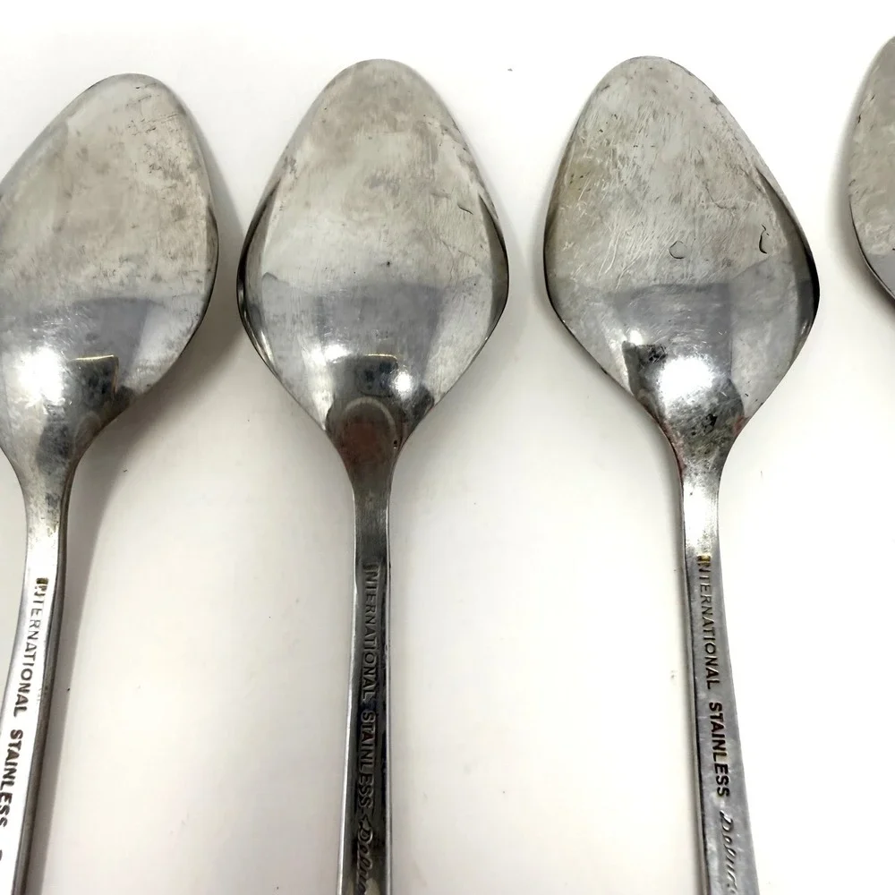 9 International‎ Stainless Steel Deluxe Teaspoons MCM Danish Scroll Flatware Set